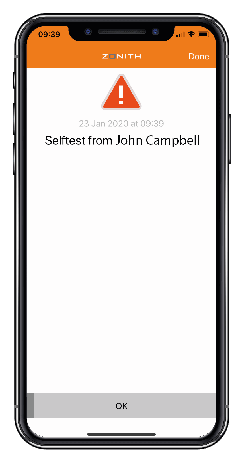 ZONITH App Self-Test Done