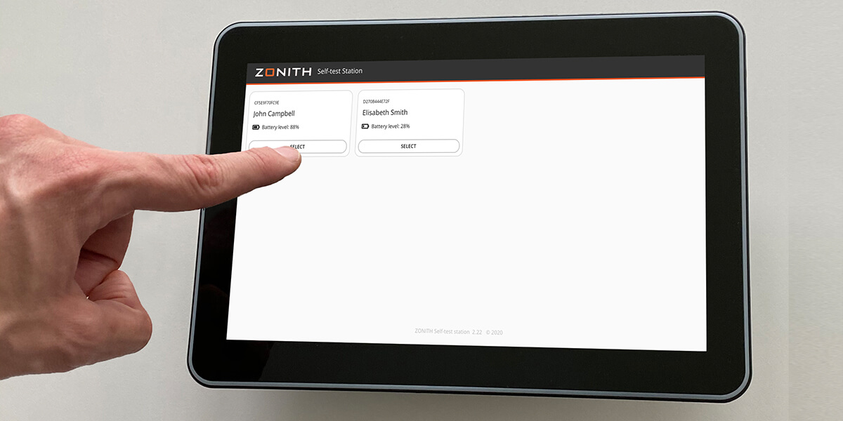 ZONITH Selt-Test Station Wall-Mounted Tablet